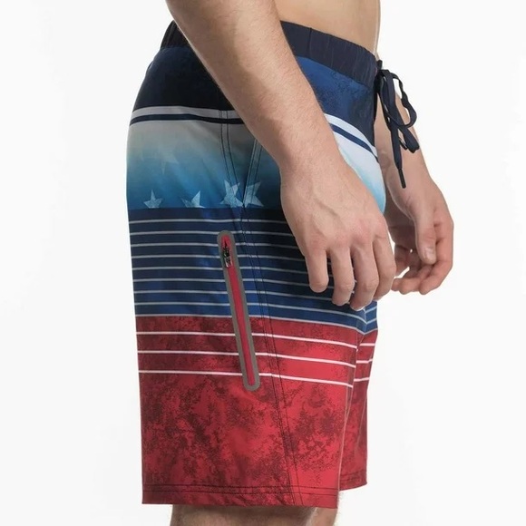 ZeroXposur Navy Star America USA Swim Trunks - Picture 2 of 9